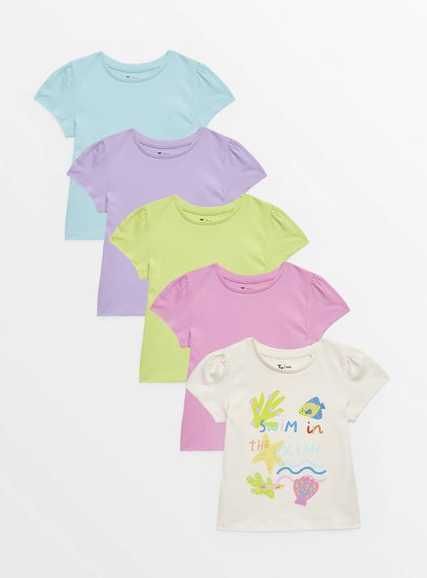 Pastel Swim In The Ocean T-Shirts 5 Pack 1-2 years